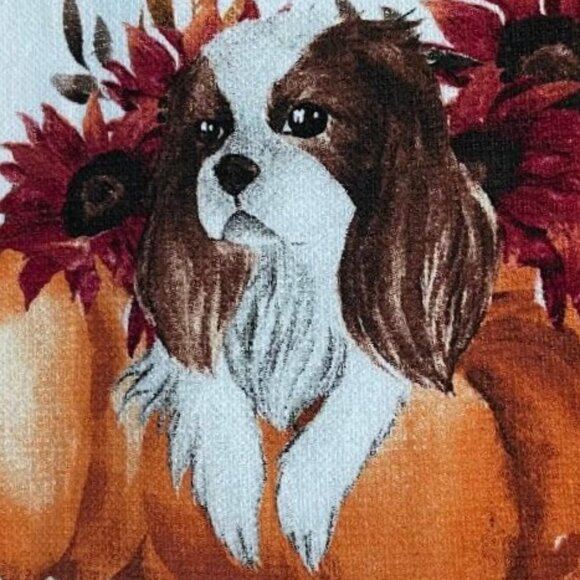 NWT 2 CAVALIER KING CHARLES CUTEST PUMPKIN IN THE PATCH KITCHEN TOWELS 18" X 28" - Picture 2 of 14